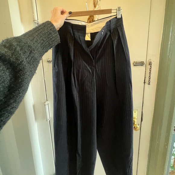 Tansley Pleated Trousers - Navy Pinstripe - Picture 8 of 8
